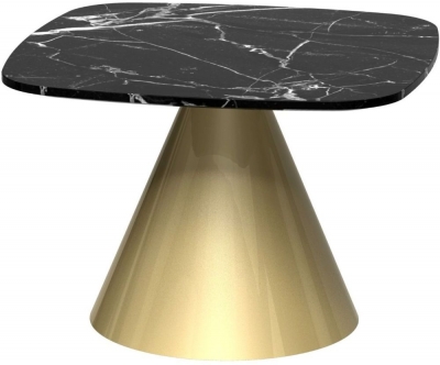 Product photograph of Gillmore Space Oscar Black Marble Small Square Side Table With Brass Conical Base from Choice Furniture Superstore