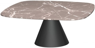 Product photograph of Gillmore Space Oscar Brown Marble Small Square Coffee Table With Black Conical Base from Choice Furniture Superstore