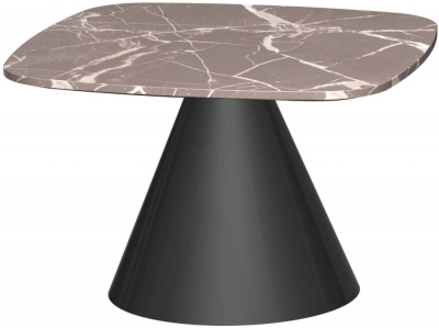 Product photograph of Gillmore Space Oscar Brown Marble Small Square Side Table With Black Conical Base from Choice Furniture Superstore