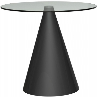 Gillmore Space Oscar Clear Glass 80cm Small Round Dining Table With Black Conical Base 2 Seater