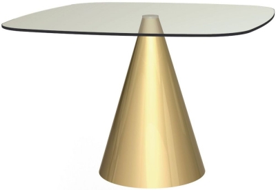 Gillmore Space Oscar Clear Glass Square Large Dining Table With Conical Base 2 Seater