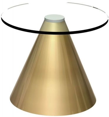 Gillmore Space Oscar Clear Glass Small Round Side Table With Brass Conical Base