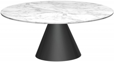 Product photograph of Gillmore Space Oscar White Marble Small Round Coffee Table With Black Conical Base from Choice Furniture Superstore