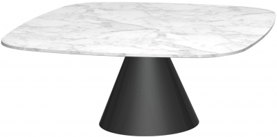 Oscar White Marble Square Coffee Table With Black Cone Base 80cm