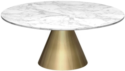 Product photograph of Gillmore Space Oscar Small Round Coffee Table With Brass Conical Base from Choice Furniture Superstore