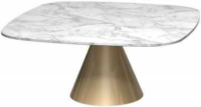 Gillmore Space Oscar Small Square Coffee Table with Brass Conical Base
