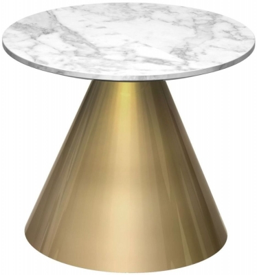 Product photograph of Gillmore Space Oscar Small Round Side Table With Brass Conical Base from Choice Furniture Superstore