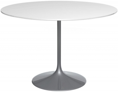 Product photograph of Swan White Gloss 4 Seater Round Dining Table With Chrome Tulip Base from Choice Furniture Superstore