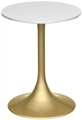 Product photograph of Gillmore Space Swan White Gloss Round Side Table With Brass from Choice Furniture Superstore