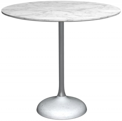 Product photograph of Gillmore Space Swan White Marble Top And Dark Chrome Column 80cm Round Dining Table With Concrete from Choice Furniture Superstore