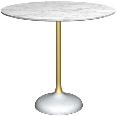 Product photograph of Swan White Marble And Brass Column 2 Seater Round Dining Table With Concrete Base from Choice Furniture Superstore