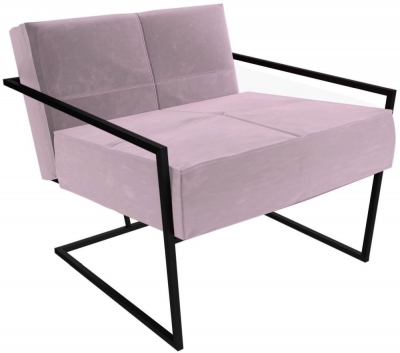 Product photograph of Federico Blush Velvet Armchair With Black Metal Frame from Choice Furniture Superstore