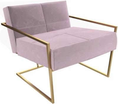 Product photograph of Federico Blush Velvet Armchair With Brass Frame from Choice Furniture Superstore