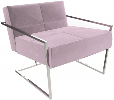 Product photograph of Federico Blush Velvet Armchair With Chrome Frame from Choice Furniture Superstore