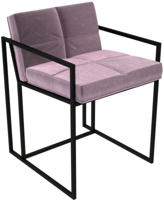 Product photograph of Federico Blush Velvet Chair With Black Metal Frame from Choice Furniture Superstore