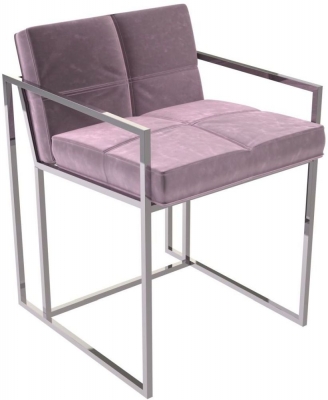 Product photograph of Federico Blush Velvet Chair With Chrome Frame from Choice Furniture Superstore