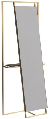 Product photograph of Federico Wenge Accent Floor Mirror With Brass Frame from Choice Furniture Superstore