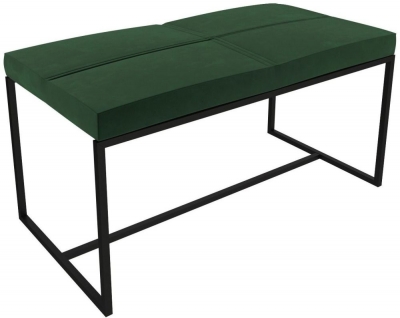 Product photograph of Gillmore Space Federico Deep Green Velvet Large Stool With Black Metal Frame from Choice Furniture Superstore