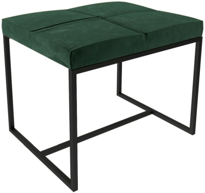 Product photograph of Gillmore Space Federico Deep Green Velvet Small Stool With Black Metal Frame from Choice Furniture Superstore