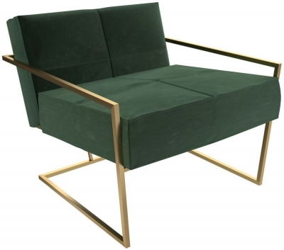 Product photograph of Federico Green Velvet Armchair With Brass Frame from Choice Furniture Superstore