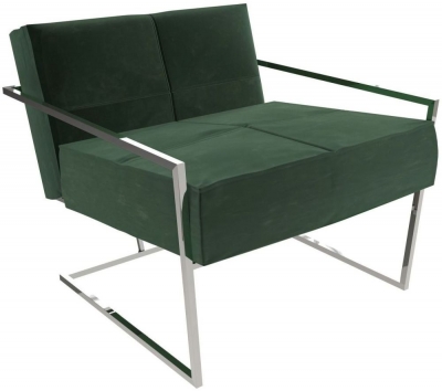 Product photograph of Federico Green Velvet Armchair With Chrome Frame from Choice Furniture Superstore