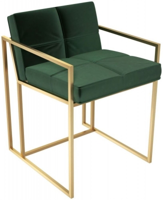 Product photograph of Federico Green Velvet Chair With Brass Frame from Choice Furniture Superstore