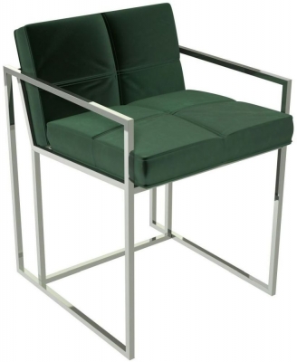 Product photograph of Federico Green Velvet Chair With Chrome Frame from Choice Furniture Superstore
