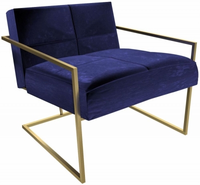 Product photograph of Federico Blue Armchair With Brass Frame from Choice Furniture Superstore