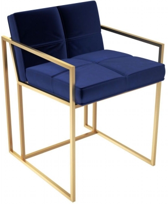 Product photograph of Federico Blue Chair With Brass Frame from Choice Furniture Superstore