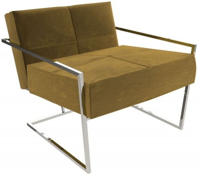 Product photograph of Federico Mustard Velvet Armchair With Chrome Frame from Choice Furniture Superstore