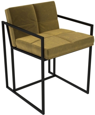 Product photograph of Federico Mustard Velvet Chair With Black Metal Frame from Choice Furniture Superstore