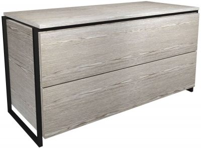 Product photograph of Federico Weathered Oak 2 Drawer Chest With Black Metal Frame from Choice Furniture Superstore