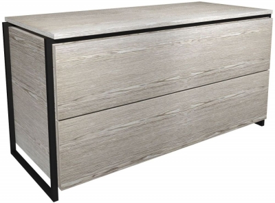 Gillmore Space Federico Weathered Oak 2 Drawer Chest with Black Metal Frame