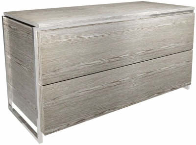 Product photograph of Federico Weathered Oak 2 Drawer Chest With Chrome Frame from Choice Furniture Superstore