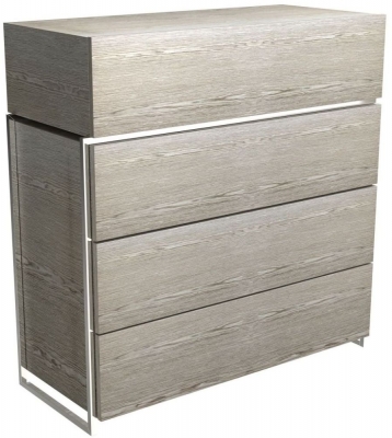 Product photograph of Gillmore Space Federico Weathered Oak 4 Drawer Chest With Polished Chrome Frame from Choice Furniture Superstore