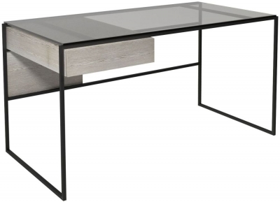 Gillmore Space Federico Weathered Oak Desk with Black Metal Frame