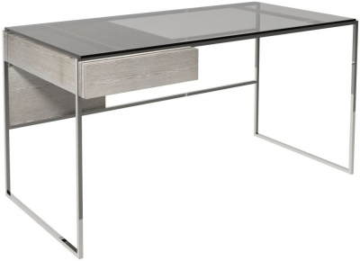 Product photograph of Federico Weathered Oak Desk With Chrome Frame from Choice Furniture Superstore