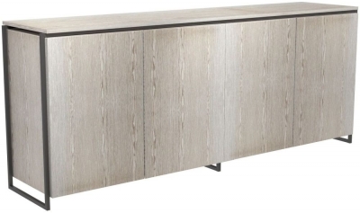 Product photograph of Federico Weathered Oak 4 Door Wide Sideboard With Black Metal Frame from Choice Furniture Superstore