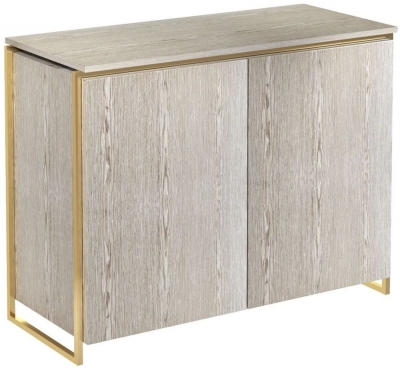 Product photograph of Federico Weathered Oak 2 Door Small Sideboard With Brass Frame from Choice Furniture Superstore