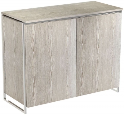 Product photograph of Federico Weathered Oak 2 Door Small Sideboard With Chrome Frame from Choice Furniture Superstore