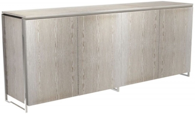 Product photograph of Federico Weathered Oak 4 Door Wide Sideboard With Chrome Frame from Choice Furniture Superstore