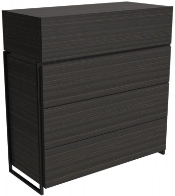 Product photograph of Federico Wenge 4 Drawer Chest With Black Metal Frame from Choice Furniture Superstore