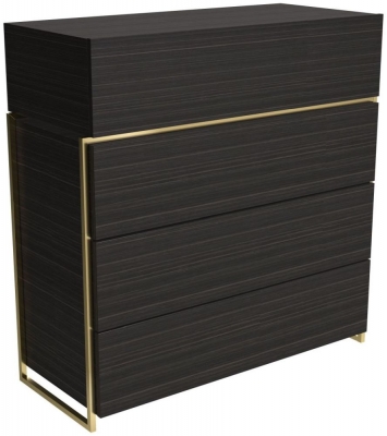 Product photograph of Federico Wenge 4 Drawer Chest With Brass Frame from Choice Furniture Superstore
