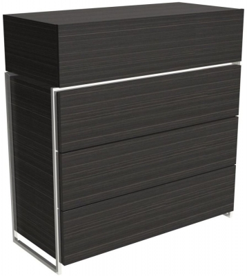 Product photograph of Gillmore Space Federico Wenge 4 Drawer Chest With Polished Chrome Frame from Choice Furniture Superstore