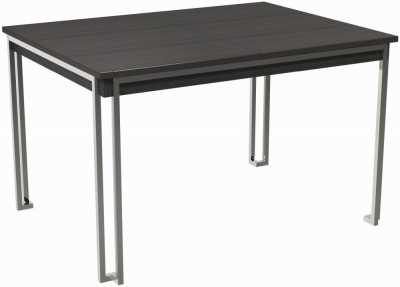 Product photograph of Gillmore Space Federico Wenge 120cm-160cm Extending Dining Table With Polished Chrome Frame from Choice Furniture Superstore