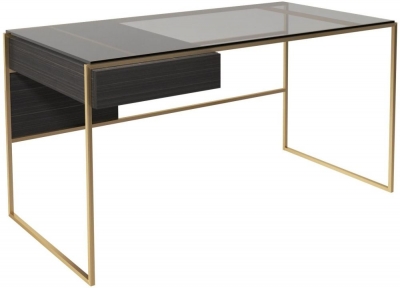 Product photograph of Federico Wenge Oak Desk With Brass Frame from Choice Furniture Superstore