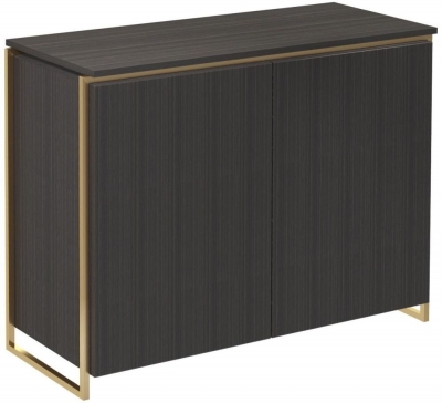Product photograph of Federico Wenge 2 Door Small Sideboard With Brass Frame from Choice Furniture Superstore