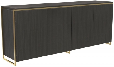 Product photograph of Federico Wenge 4 Door Wide Sideboard With Brass Frame from Choice Furniture Superstore