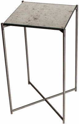 Product photograph of Iris Antiqued Glass Square Plant Stand With Gun Metal Frame from Choice Furniture Superstore