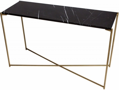 Product photograph of Gillmore Space Iris Black Marble Top With Brass Frame Console Table - Large from Choice Furniture Superstore